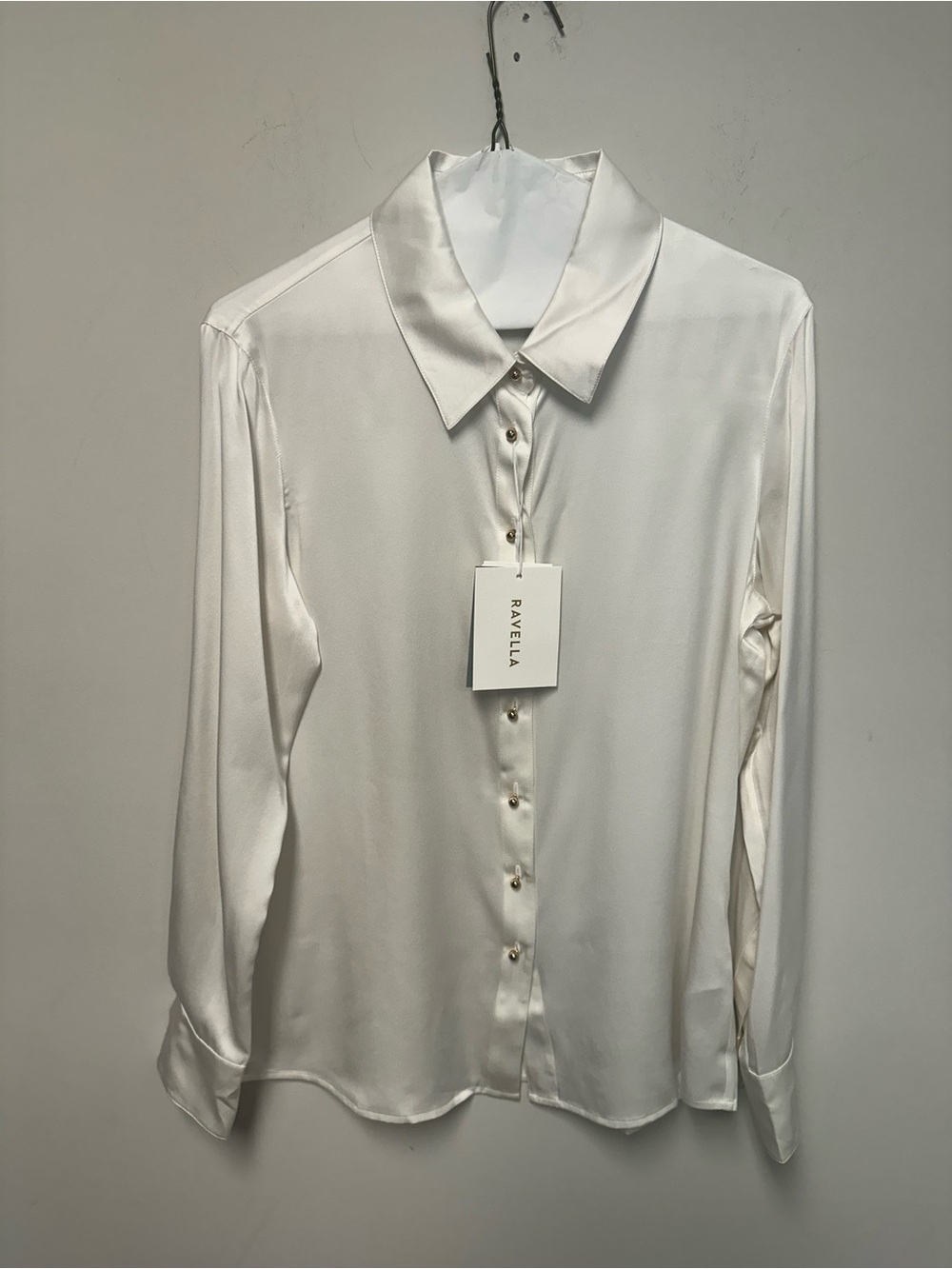 Ravella Ivory Satin Button-Front Shirt